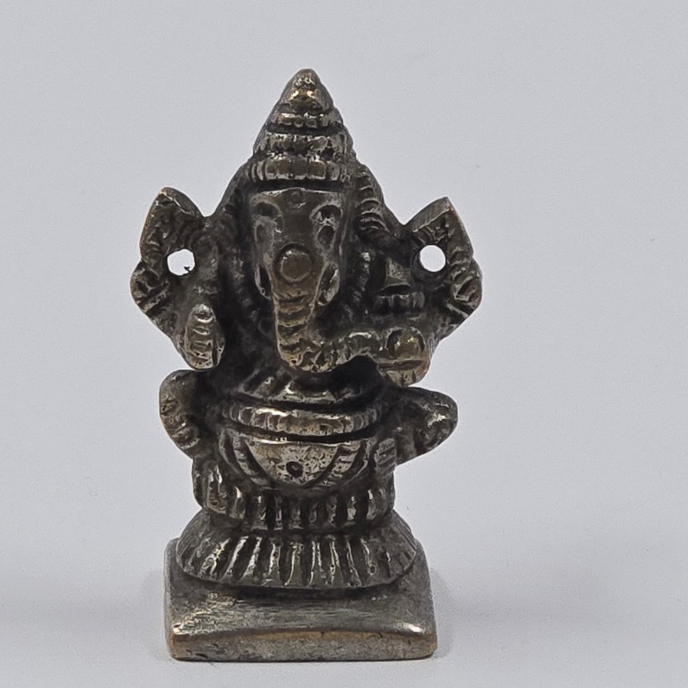Vintage Miniature Ganesha Statue Metal Hindu Deity Lord Ganesh India Arts 2 Inch